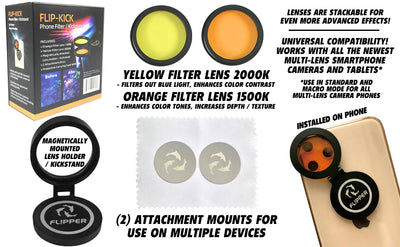 Flipper Flip-Kick Phone Filter Aquarium Reef Lens with Orange and Yellow Lenses