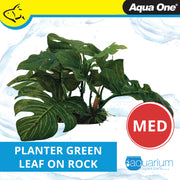 Silk Plant Large Green Leaf On Rock Md 23x19x13cm
